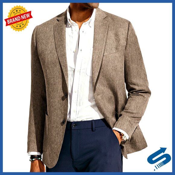 Men's Lightweight Blazer Regular Fit Two Button Sport Coat Polyester